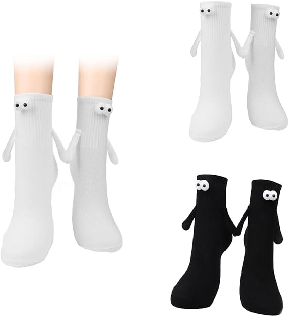 2 Pairs Magnetic Holding Hands Socks, 2025 Upgrade Couple Socks